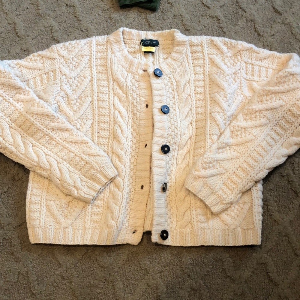 J Crew wool cable cardigan- S/M